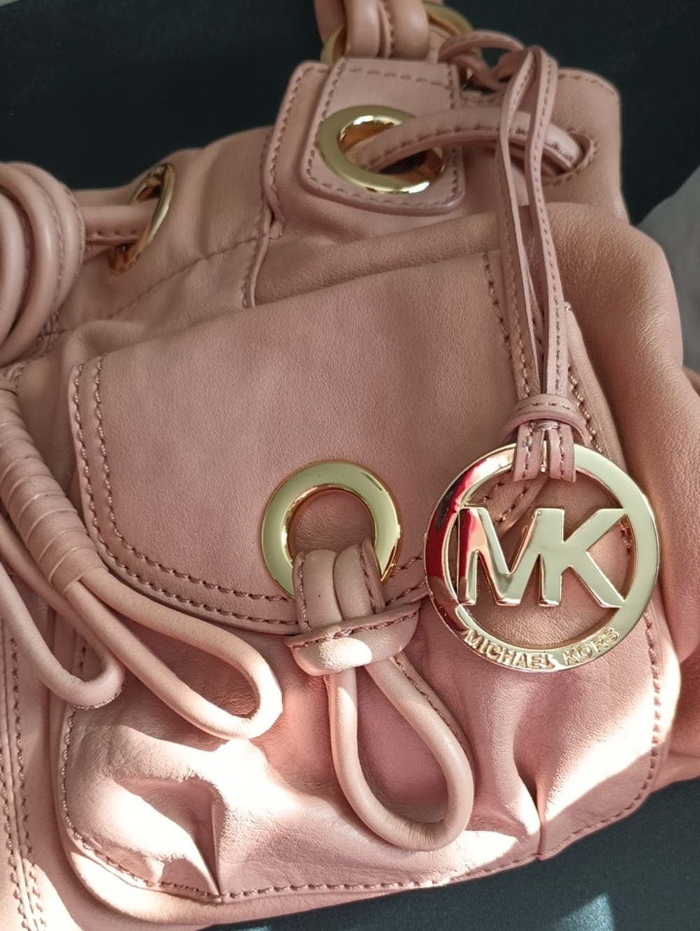 Michael Kors Blush Tan Soft Leather Knot Shoulder Tote - Picture 11 of 16